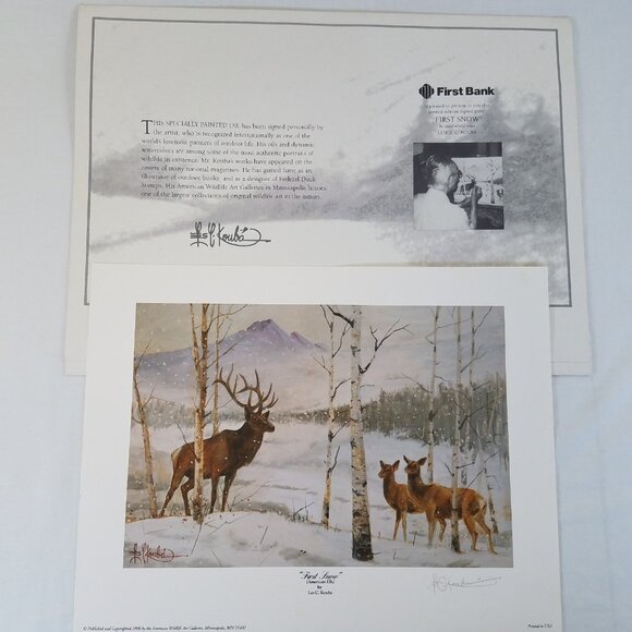 Les Kouba First Snow SIGNED Print 11X14" Elk Limited Edition Original Folder - Picture 1 of 16